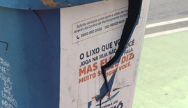 VÍDEO: jovem destrói papeleira com bomba na Praça Custódio de Melo, no Prado, em Maceió