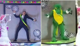 Em apresentação, Jair Bolsonaro se vacina e se transforma em jacaré; confira
