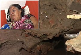 Alagoas: Cratera se abre em cozinha, idosa é sugada por esgoto e vai parar em rio