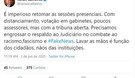 Renan Calheiros quer volta de sessões presenciais no Senado