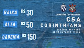 CSA X Corinthians: confira preços e onde comprar os ingressos