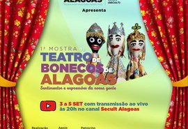 1° edição da Mostra de Teatro de Bonecos de Alagoas terá início nesta sexta-feira (3)
