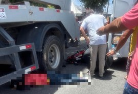 Motociclista tem fratura exposta após colisão com caminhão em Maceió