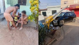 Turista fica ferido após colisão com poste no Litoral Norte de Alagoas