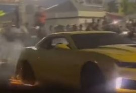 Vídeo mostra Camaro com pneus em chamas durante evento no Jaraguá