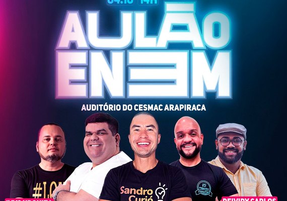 Arapiraca recebe aulão preparatório para o Enem com grandes nomes da educação