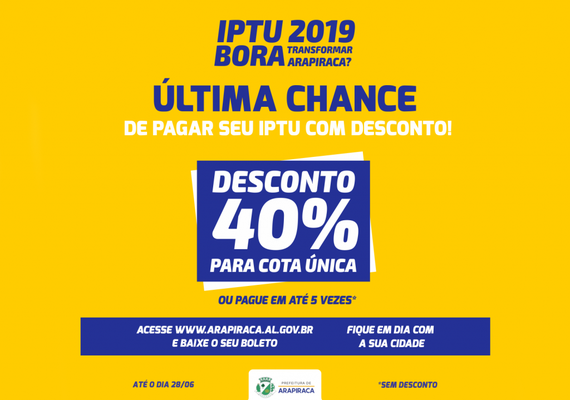 Prefeitura prorroga vencimento da 2° cota única do IPTU 2019