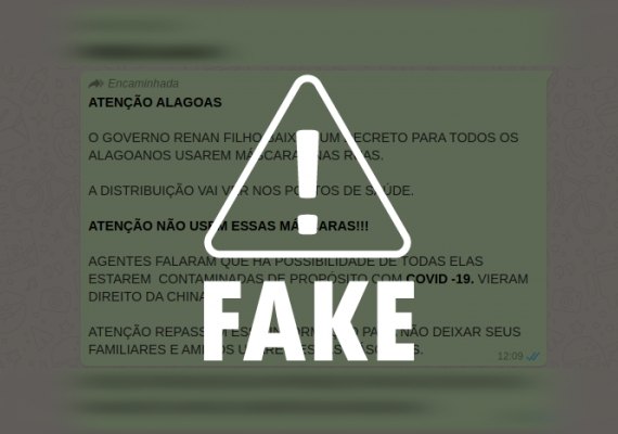 Mensagem sobre distribuição de máscaras contaminadas pelo estado é fake