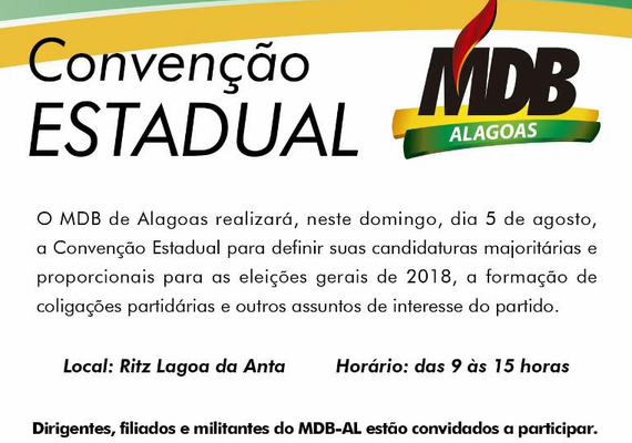 MDB realiza convenção para oficializar candidatos em Alagoas