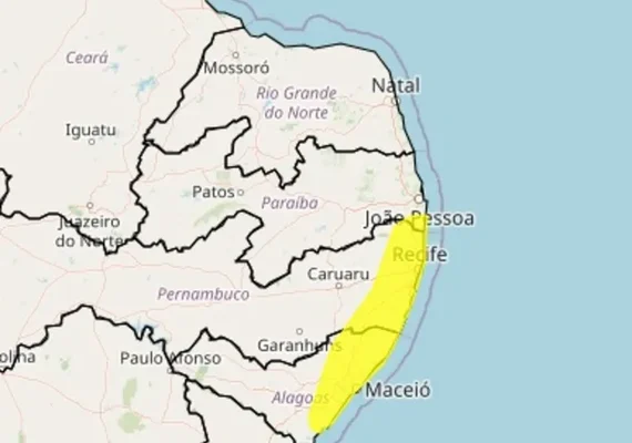 Inmet renova alerta de chuvas para Maceió e mais 43 municípios de AL; confira a lista