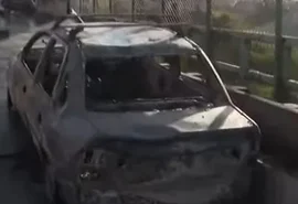 Carro incendiado provoca interdição e mobiliza equipes na ponte do Vale do Reginaldo