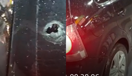 Vídeo mostra carro atingido por tiros durante tentativa de assalto em Maceió