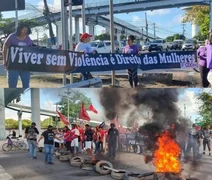 Manifestantes bloqueiam BR-104, na Ufal, em protesto contra feminicídios