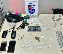 PM-AL apreende arma, drogas e munições e recupera produtos de furto no interior do estado