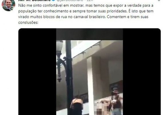 Bolsonaro publica vídeo obsceno para criticar o carnaval