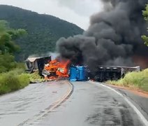 Carretas colidem, pegam fogo e deixam feridos na BR-101 em AL