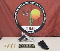 Homem é preso em Maribondo por posse irregular de pistola calibre 380