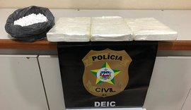 Mulher é presa em Maceió com 3kg de cocaína de elevado grau de pureza