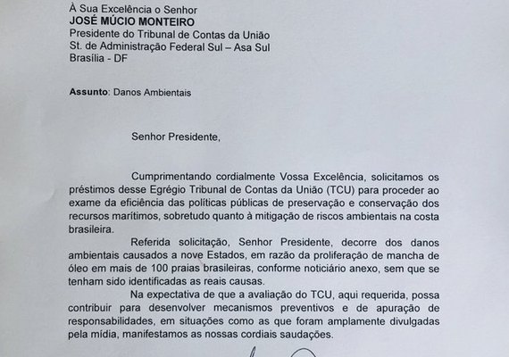 Renan Calheiros pede auditoria no TCU sobre vazamento de óleo no Nordeste