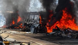 Mulher sofre mal súbito durante incêndio em garagem da Veleiro, em Maceió