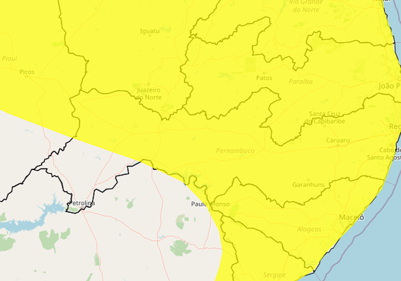 ﻿Inmet emite alerta de chuvas intensas para todo estado de Alagoas