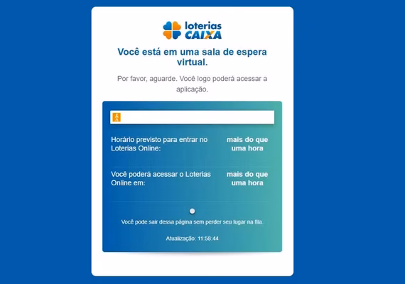 Site das Loterias Caixa volta a ter fila de espera de mais de uma hora para apostar