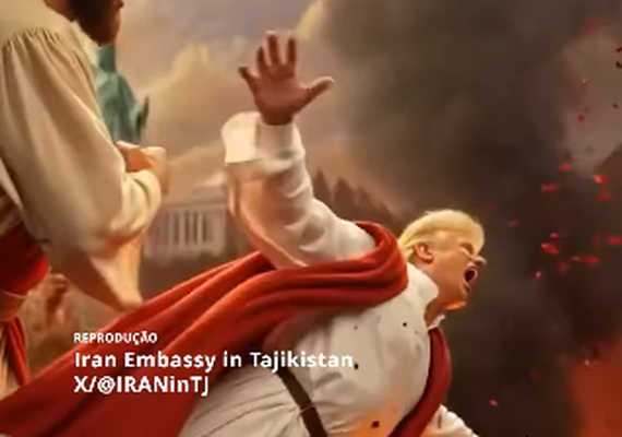 Embaixada do Irã publica vídeo feito por IA de Jesus jogando Trump no inferno