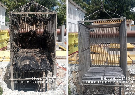 Sem manutenção há 18 anos, BRK remove 140 toneladas de resíduos em esgoto de praça na Pajuçara