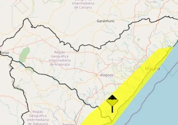 Alerta amarelo de chuvas é acionado para Maceió e mais 20 cidades de AL