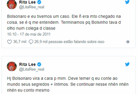 Em tweet antigo, Rita Lee diz que já teve caso com Bolsonaro