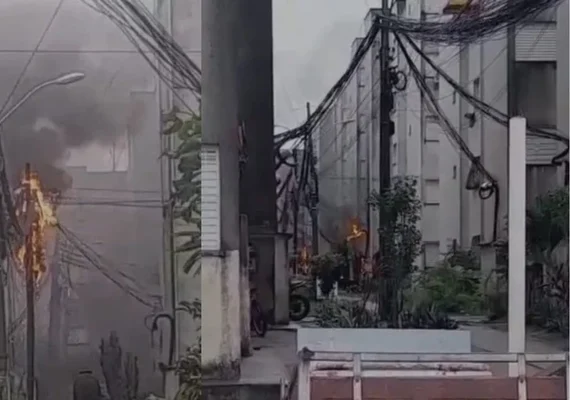 Incêndio em rede elétrica assusta moradores do Benedito Bentes e mobiliza bombeiros