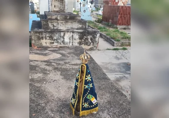 Imagem de Nossa Senhora furtada em Corumbá é achada em cemitério