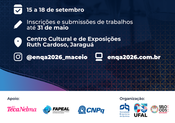 Maior evento de Química Analítica do país começa dia 15 em Maceió