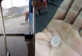 Fortes chuvas causam alagamentos e chuva de granizo em Cajueiro