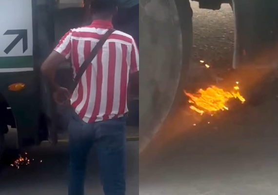 VÍDEO: ônibus da empresa Veleiro pega fogo e mobiliza bombeiros em Rio Largo