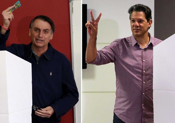Pesquisa aponta Bolsonaro com 54% e Haddad com 46% dos votos válidos