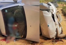 Mãe e filhas ficam feridas após capotamento em Murici