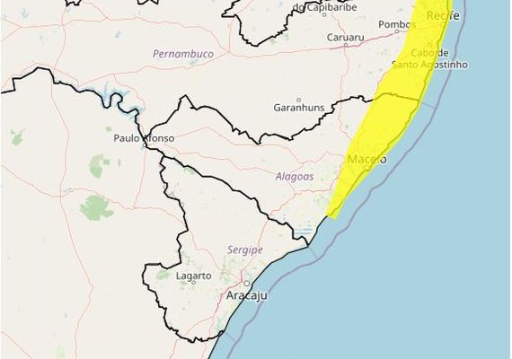 Inmet renova alerta amarelo para Maceió e mais 31 municípios alagoanos; saiba quais