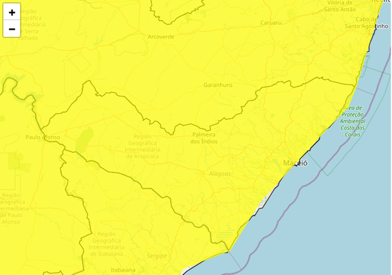 ﻿Inmet renova alerta de chuvas intensas para todo estado de Alagoas
