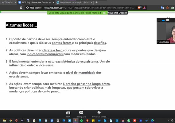 Webinar sobre ecossistemas acontece até o fim do mês no MCZ Play 2020