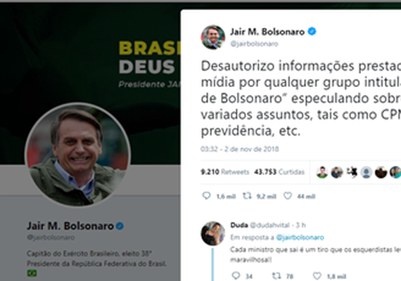No Twitter, Bolsonaro desautoriza matéria em jornal sobre CPMF