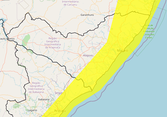 Alerta amarelo: Inmet emite aviso sobre chuvas intensas em 47 municípios de AL; confira