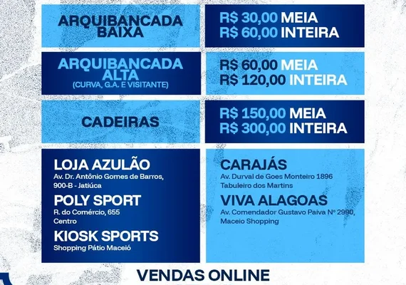 CSA recua após críticas e apaga post sobre preços de ingressos do clássico contra o CRB