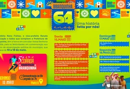 Prefeitura de Branquinha anuncia programação dos 64 anos de emancipação política