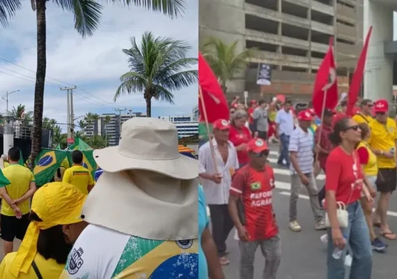 Manifestações da direita e esquerda com pautas opostas são realizadas no 7 de Setembro, em Maceió