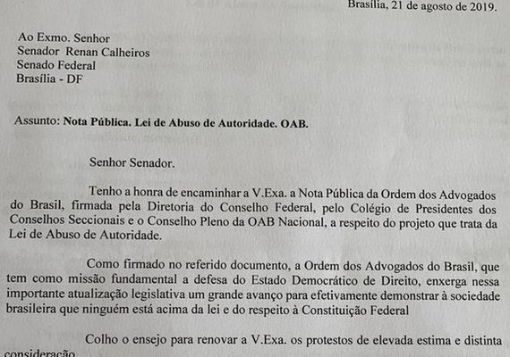 Só quem abusa ou quer abusar é contra a lei do abuso de poder, afirma Calheiros