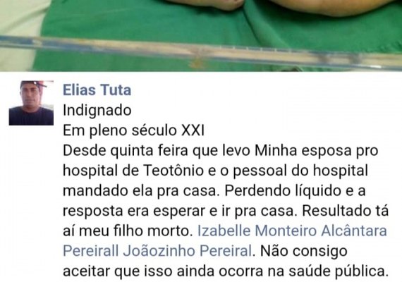 Morte de bebê causada por suposta falta de atendimento repercute em Maceió