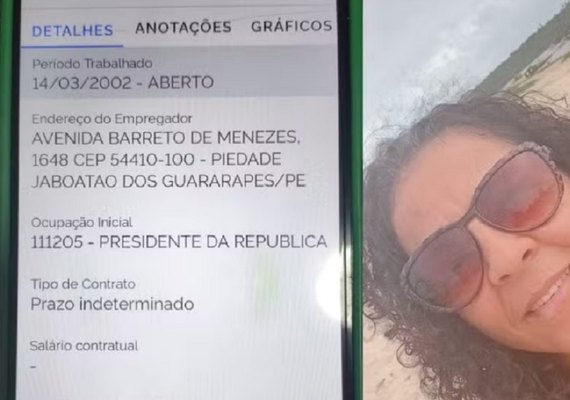Moradora de Pernambuco descobre registro como “presidente da República” na Carteira de Trabalho