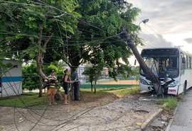 Ônibus colide em poste e deixa moradores da Santa Amélia sem energia