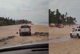 Caminhonete é flagrada pilotando na faixa de areia da Praia de Ipioca, em Maceió